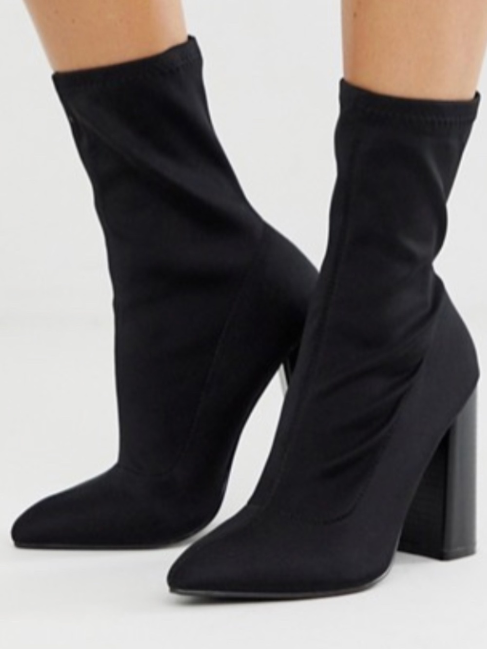 Public Desire Libby high heeled sock boots in black 10